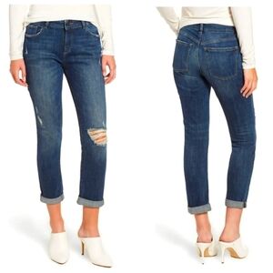 DL1961 Stevie Mid Rise Cuffed Slim Boyfriend Distressed jeans in Hawley size 32